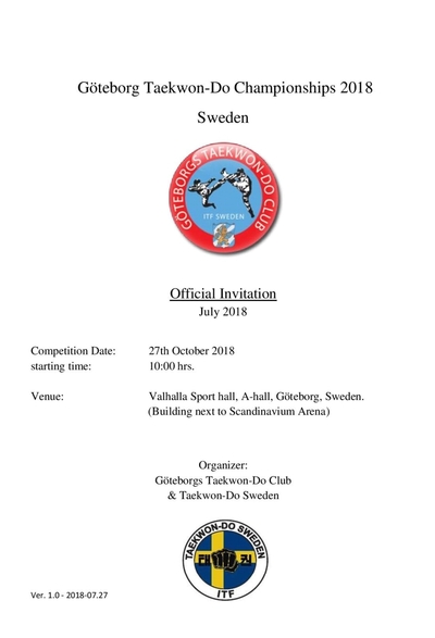 Göteborg Taekwon-Do Championships 2018
